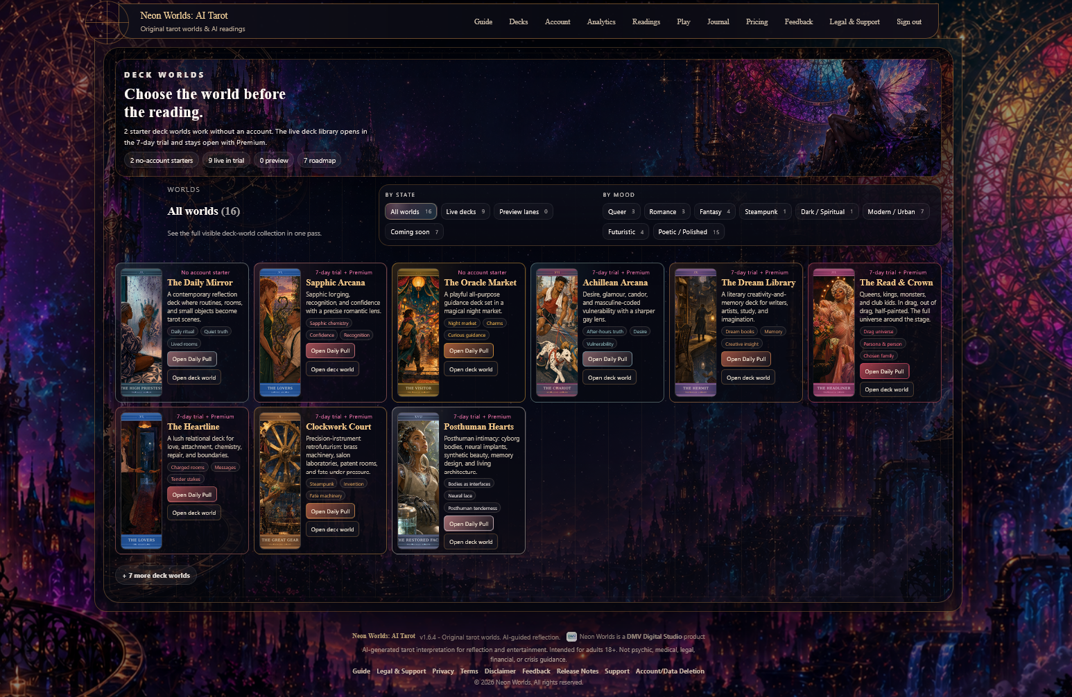 Neon Worlds: AI Tarot