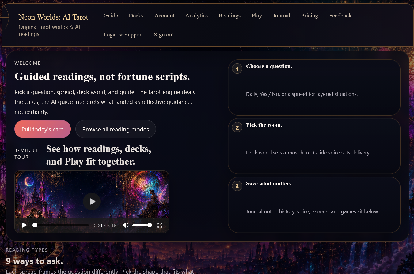 Neon Worlds: AI Tarot