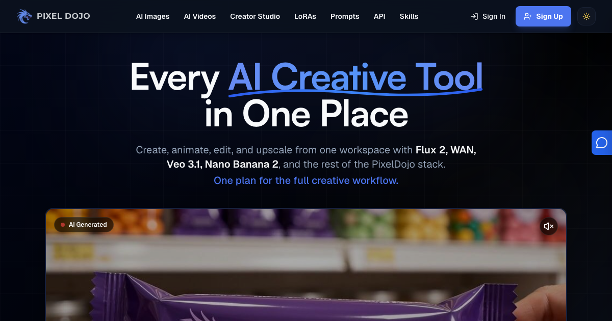 PIXEL DOJO AI Image and AI Video Generator